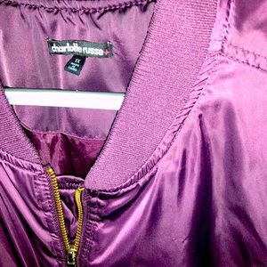 Deep Purple Bomber Jacket with Gold Zippers
